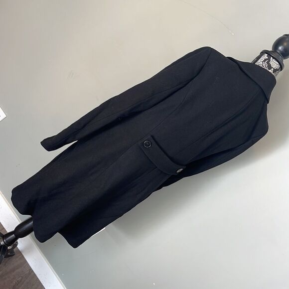 1 Madison the Coat Edit Wool-blend Reefer Coat-black-medium - Picture 4 of 4